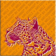 Kühlschrankmagnet mit Leopard in Orange und Rot