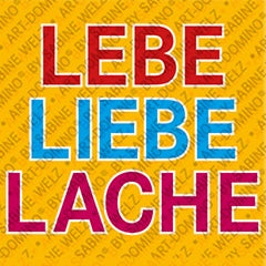 Kühlschrankmagnet mit Schriftzug Lebe Liebe Lache