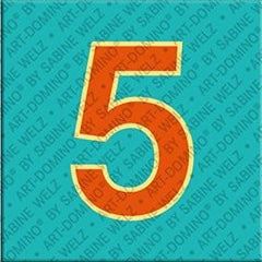 Magnet - Number 5 - Turquoise/Orange