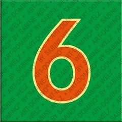 Magnet - Zahl 6 - Grün/Orange