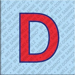 Magnet - Buchstabe D - Hellblau/Rot