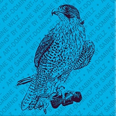 Kühlschrankmagnet mit Falke in Blau und Dunkelblau