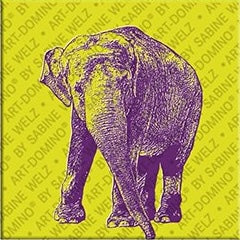 Kühlschrankmagnet mit Elefant in grün und Lila