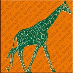 Kühlschrankmagnet mit Giraffe in Orange und Grün
