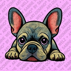 Kühlschrankmagnet mit Französischer Bulldogge in Pink
