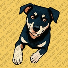 Kühlschrankmagnet mit Hund in Gelb