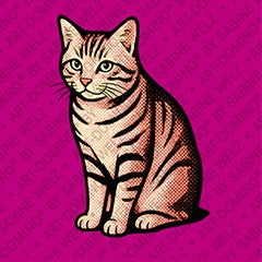 Kühlschrankmagnet mit Katze in Pink
