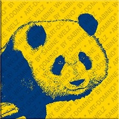Kühlschrankmagnet mit Panda in Gelb und Dunkelblau