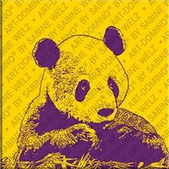 Kühlschrankmagnet mit Panda in Gelb und Lila