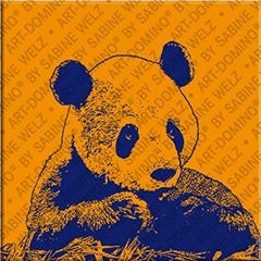 Kühlschrankmagnet mit Panda in Orange und Dunkelblau