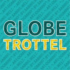 Kühlschrankmagnet mit Schriftzug Globetrottel