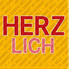 Kühlschrankmagnet mit Schriftzug Herzlich