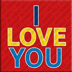 Kühlschrankmagnet mit Schriftzug I love you im Format 4 x 4 cm