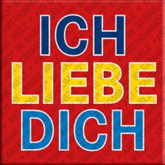 Kühlschrankmagnet mit Schriftzug Ich liebe dich im Format 4 x 4 cm