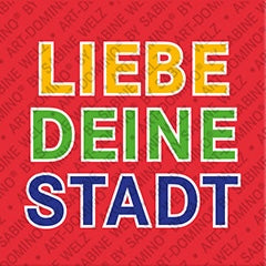 Kühlschrankmagnet mit Schriftzug Liebe Deine Stadt