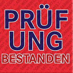 Kühlschrankmagnet mit Schriftzug Prüfung bestanden