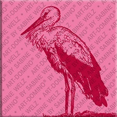 Kühlschrankmagnet mit Storch in Rosa und Rot