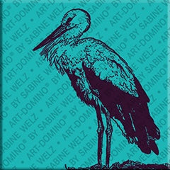 Kühlschrankmagnet mit Storch in Türkis und Dunkelblau