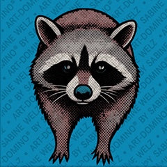 Kühlschrankmagnet mit Waschbär in Blau