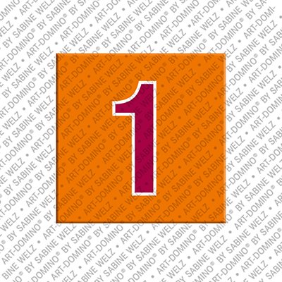 Kühlschrankmagnet mit Zahl 1 in Orange