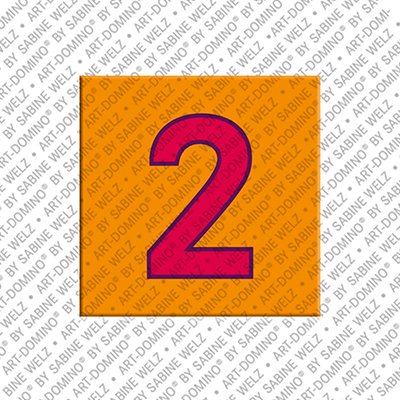 Kühlschrankmagnet mit Zahl 2 in Orange