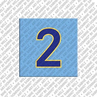 Kühlschrankmagnet mit Zahl 2 in Blau