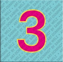 Magnet - Number 3 - Light Blue/Pink