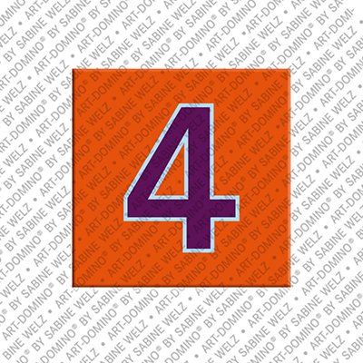 Kühlschrankmagnet mit der Zahl 4 in Orange