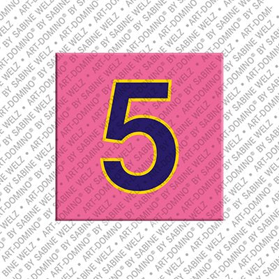Kühlschrankmagnet mit Zahl 5 in Pink