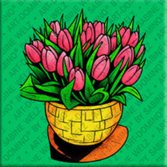 Kühlschrankmagnet Blumentopf Tulpen
