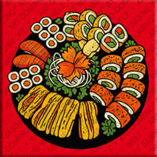 Kühlschrankmagnet mit Sushiplatte