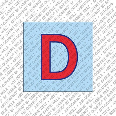 Kühlschrankmagnet mit dem Buchstaben D in Hellblau