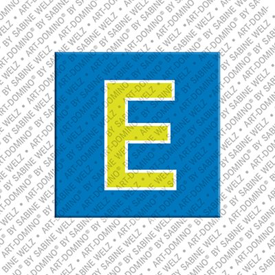 Kühlschrankmagnet mit dem Buchstaben E in Blau